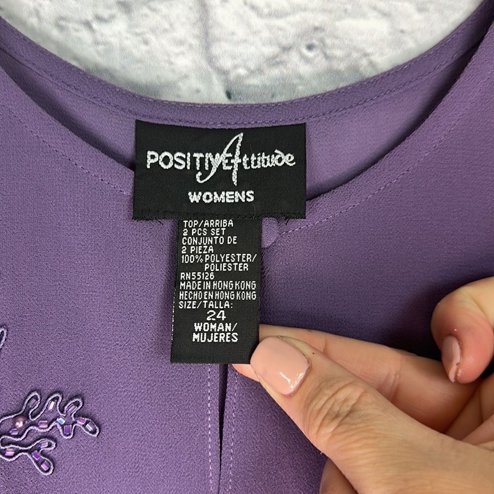 Positive Attitude Purple Dress Two Piece Set Size 24 - Picture 9 of 13